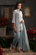 Earthy Blue Chanderi Embroidered Straight Suit Set image number 5