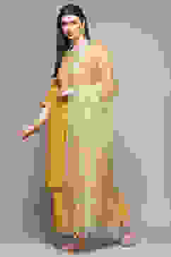 Mustard Polyester Straight Suit Set image number 4