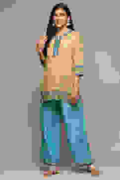 Blue LIVA Relaxed Palazzo image number 0