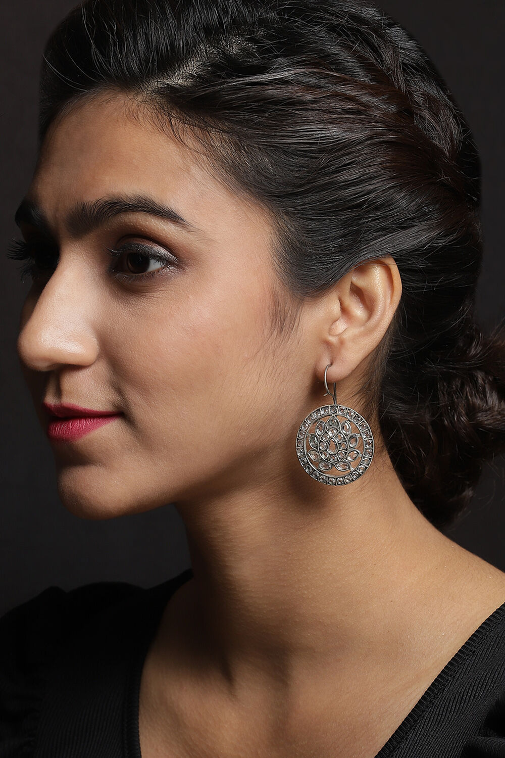 White Oxidised Earrings image number 1