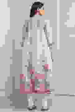 Green Art Silk Flared Kurta image number 3