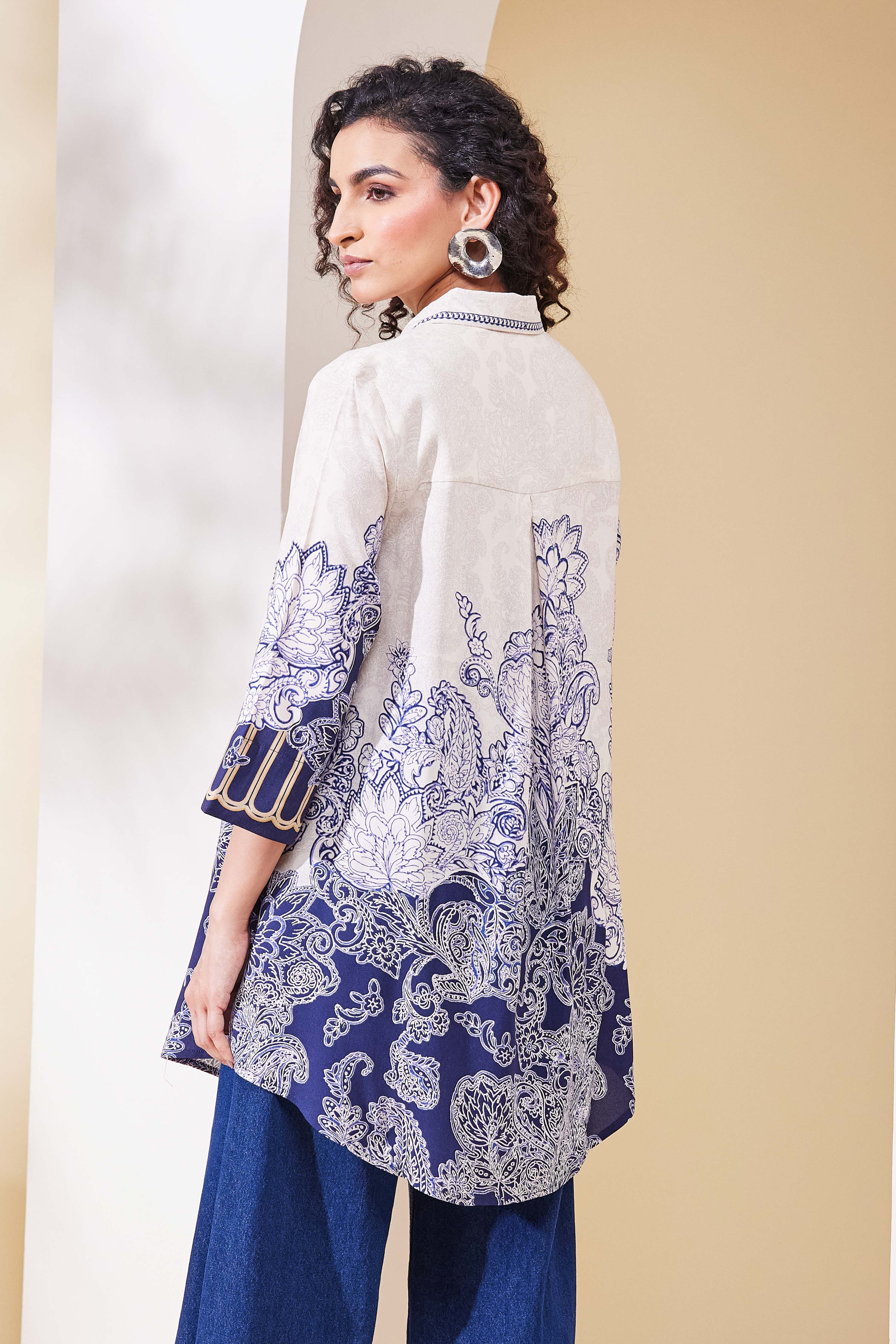 Blue Viscose Rayon Straight Kurta image number 3