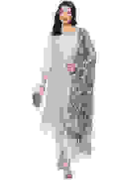 Light Blue Linen Woven Unstitched Suit Set image number 7