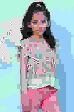 Peach Cotton A-Line Printed Top image number 3