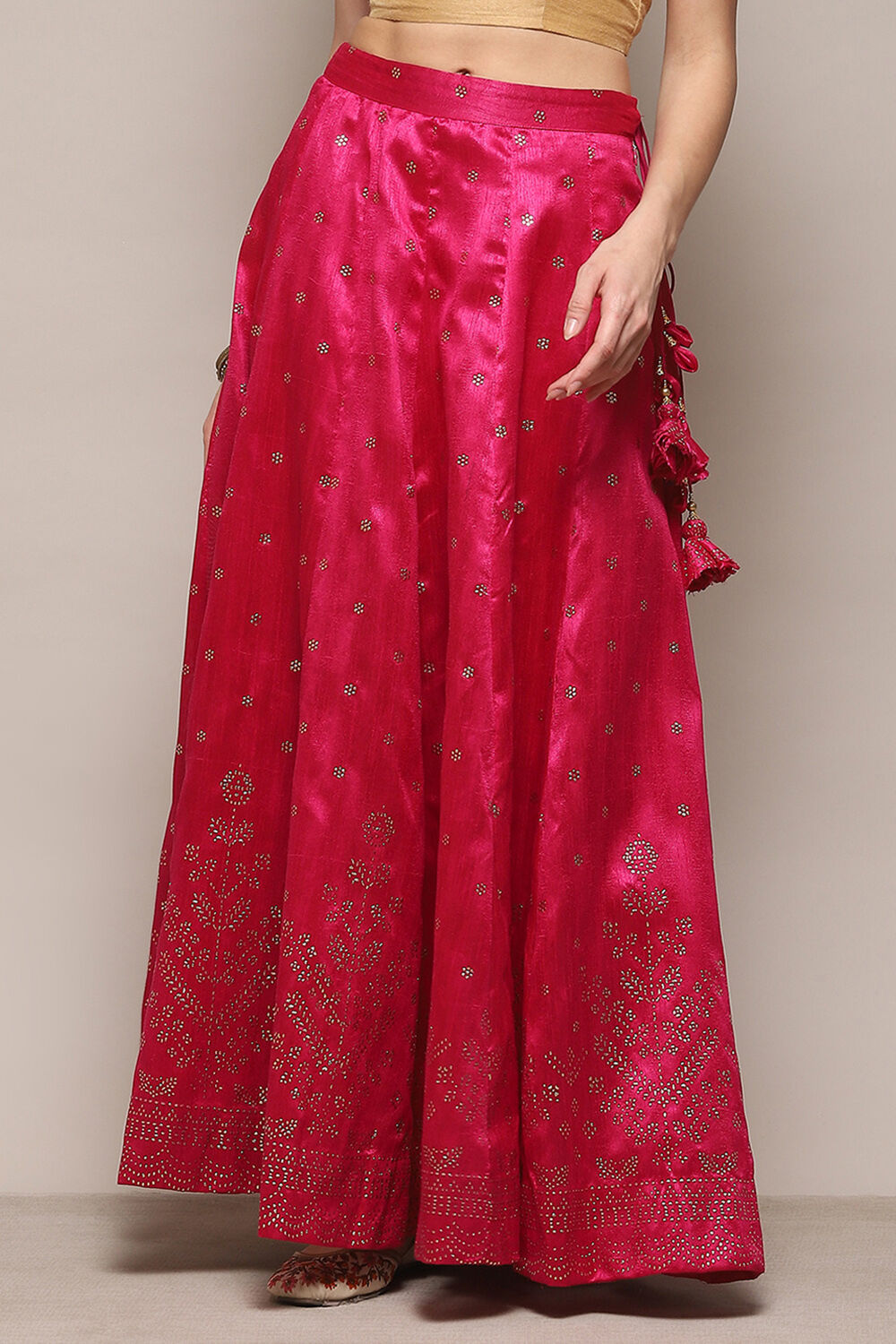 Fuchsia Metallic Design Flared Skirt image number 5