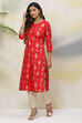 Red Straight Viscose Kurta image number 2