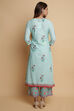 White Cotton A-Line Kurta Palazzo Suit Set image number 7