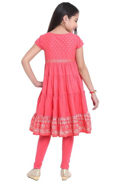 Coral Cotton Anarkali Suit image number 4
