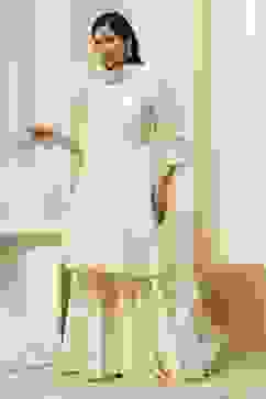 Off-White Cotton Metallic Flared Suit Set image number 3