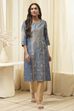Blue Poly Cotton Straight Yarndyed Kurta image number 5