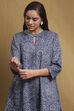 Ink Blue Knitted Block-Print Winter wear Short Kurta image number 1