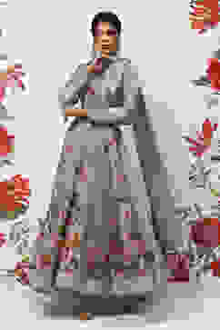 Rohit Bal Pista Green Cotton Blend Anarkali Kurta Suit Set image number 0