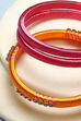 Pink & Orange Plastic & Thread Bangles image number 1