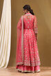 Coral-Pink Polyester Blend Anarkali Lehenga Set image number 7