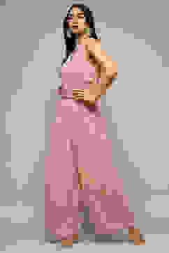 Pink Embroidered Straight Jumpsuit image number 2