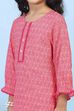 Peach Cotton Printed Straight Suit Set image number 1