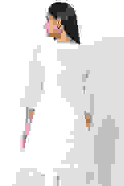 Off White Poly Cotton Short Yarndyed Kurti image number 4