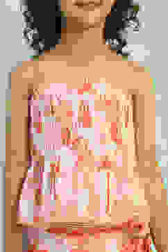 White and Pink Cotton Top with Wrap Shorts Set image number 1