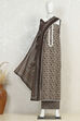 Brown Cotton Printed Embroidered Unstitched Suit Set image number 4