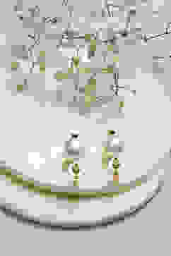 Gold Pearl Brass Earrings image number 2