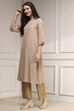 Nude-Toned Metallic Pattern Straight Kurta image number 2