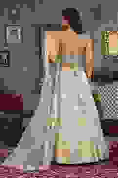 Light Blue Cotton Kalidar Dyed Lehenga Set image number 4