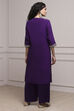 Purple Art Silk Straight Kurta Pants Set image number 4