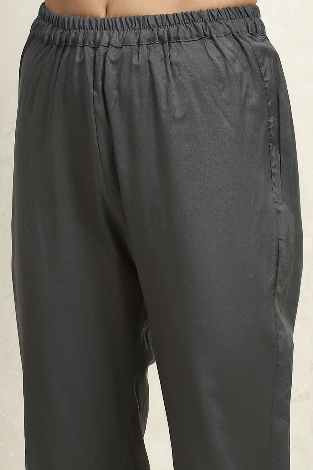 Grey Cotton Handloom Unstitched Suit Set image number 3