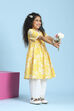 Yellow Cotton Printed Anarkali Kurta Set image number 6