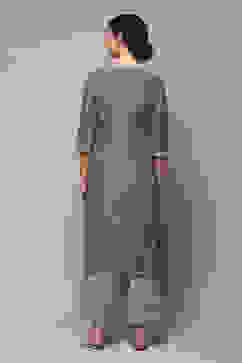 Sap Green Cotton Straight Kurta Palazzo Suit Set image number 4