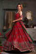 Red Chanderi Printed Fitted Lehenga Set image number 3