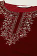 Maroon Poly Velvet Printed Straight Kurta image number 1