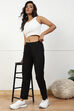 Black Solid Mid-Rise Regular Pants image number 0