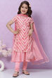 Pink Art Silk Straight Kurta Churidar Suit Set image number 7
