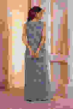 Blue Chanderi Front Open Printed Co-ord Set image number 4