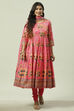 Fuchsia Cotton Anarkali Kurta Churidar Suit Set