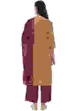 Beige Cotton Handloom Unstitched Suit Set image number 4