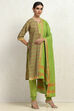 Grey Cotton Handloom Unstitched Suit Set image number 6