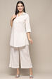 White Cotton Embroidered Straight Short Kurta image number 0