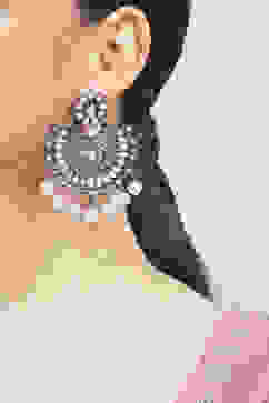 Pink Pearl Oxidised Chandbalis image number 1