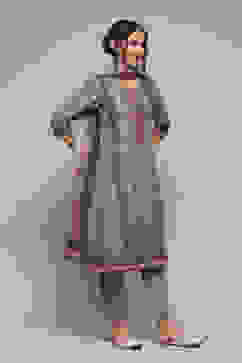 Sap Green Cotton Straight Kurta Slim Pants Suit Set image number 7