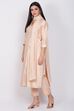 Beige Straight Kurta Regular Pant Suit Set image number 2