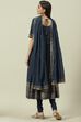 Navy Blue Embroidred Cotton Anarkali Suit Set image number 4