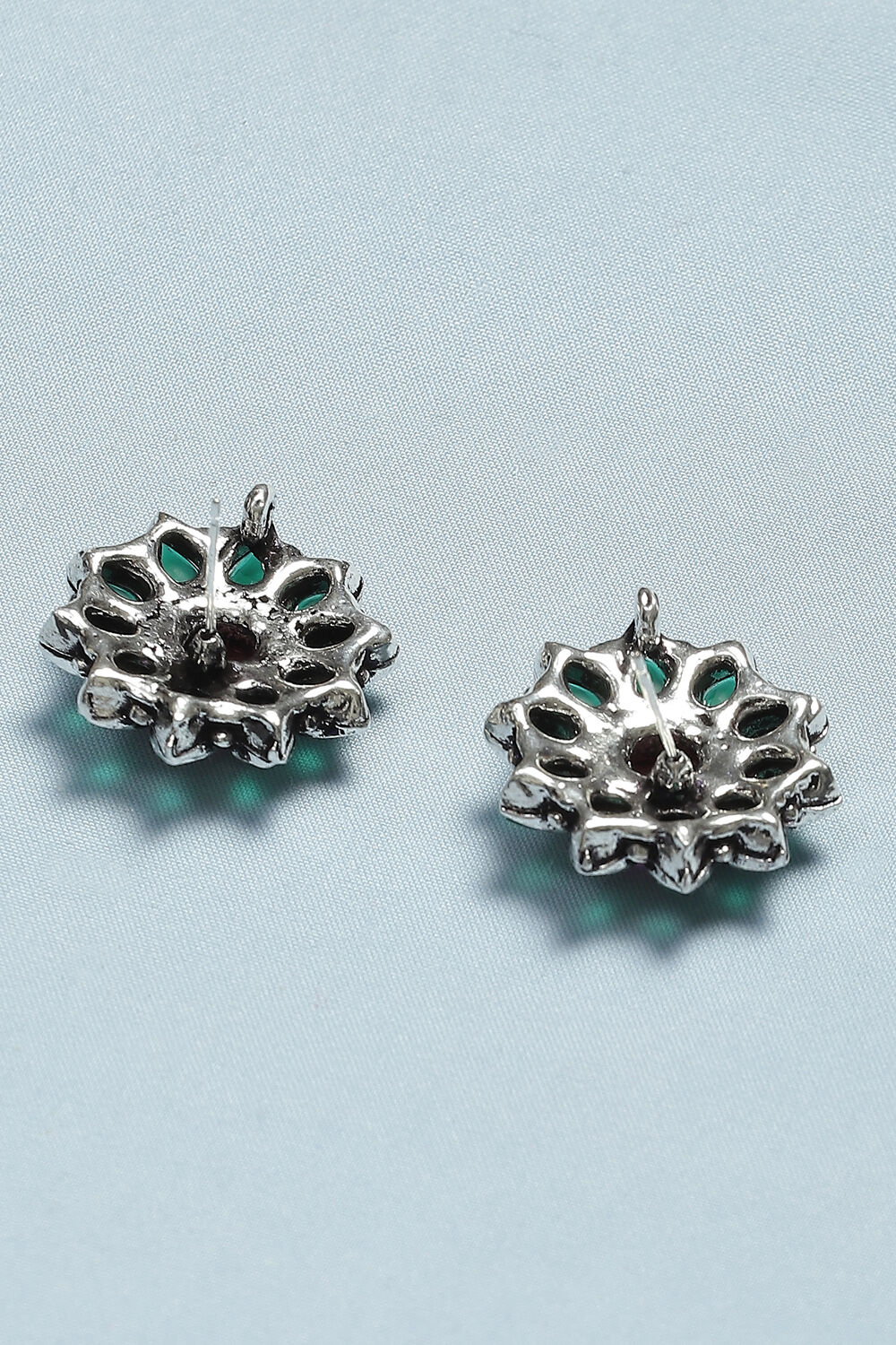 Green Pink Brass Earrings image number 2