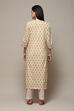 Yellow Cotton Hand Block Print Unstitched Suit Set image number 5