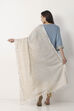 White Cotton Khadi Solid Tasseled Dupatta image number 1