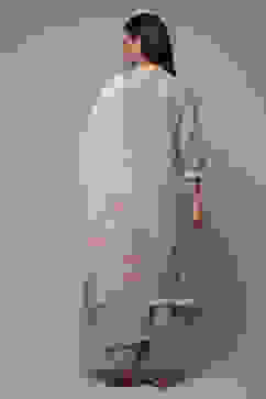 Powder Blue Cotton Straight Kurta Palazzo Suit Set image number 2