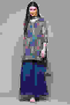 Blue Polyester Straight Suit Set image number 7