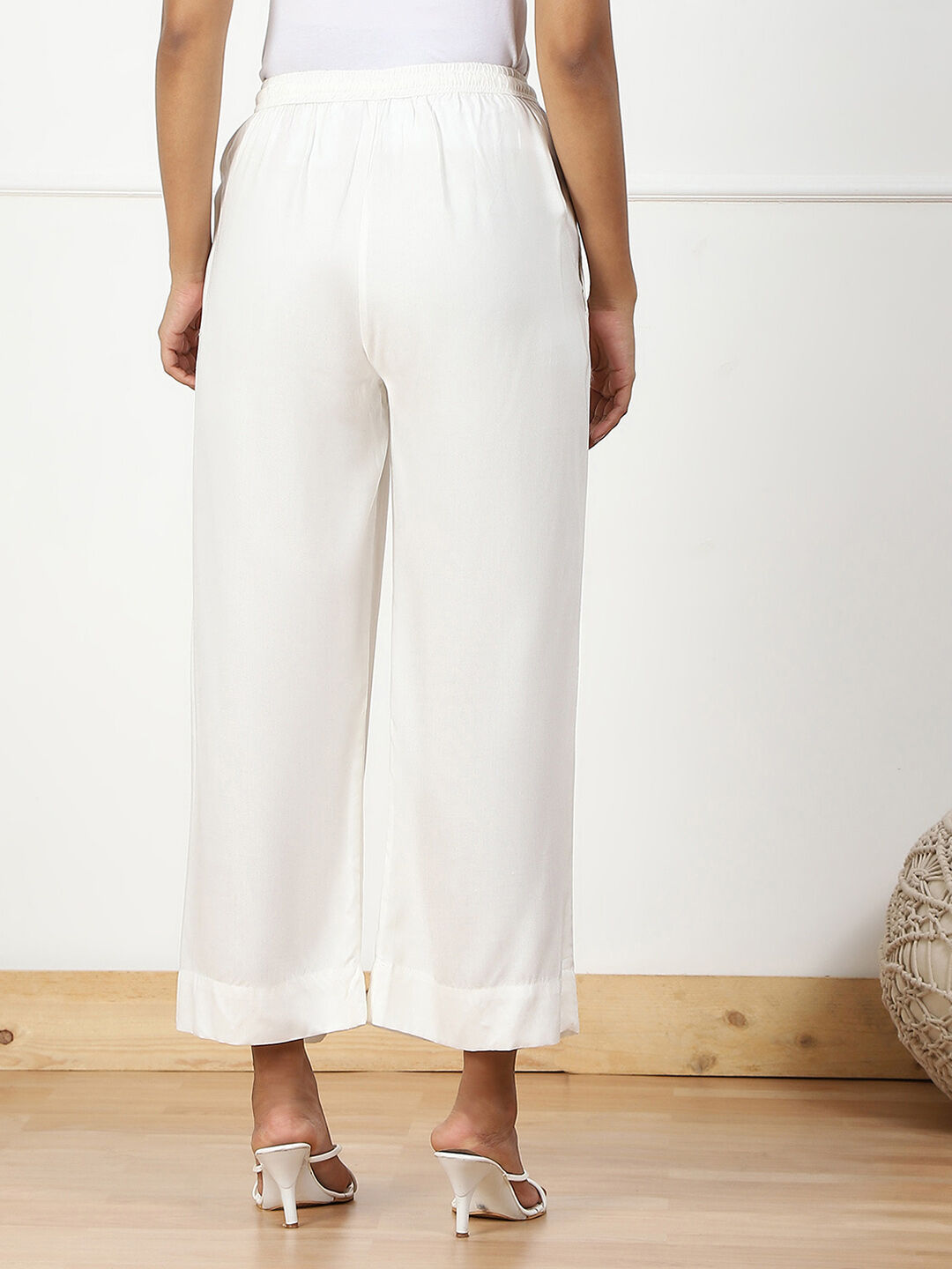 Navy Rayon Palazzo Pants image number 5