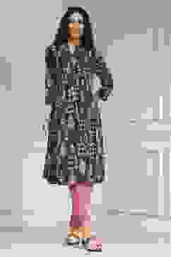 Black Cotton Printed A-Line Kurta image number 5